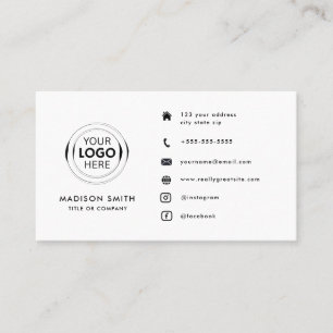 QR Code Business Logo   white Modern Professional Visitekaartje