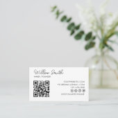 QR Code Business Logo | White Modern Professional Visitekaartje (Staand voorkant)