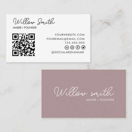 QR Code Business Logo | White Modern Professional Visitekaartje (Voorkant / Achterkant)