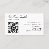 QR Code Business Logo | White Modern Professional Visitekaartje (Voorkant)