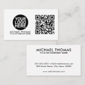 QR Code Business Logo | White Modern Professional Visitekaartje (Voorkant / Achterkant)
