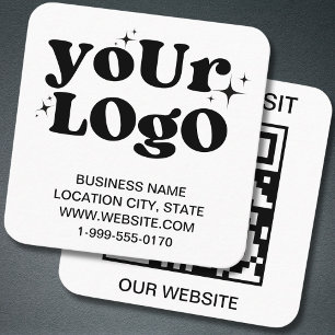 QR Code Business Logo White Modern Vierkante Visitekaartje