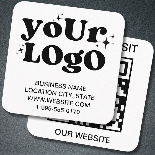 QR Code Business Logo White Modern Vierkante Visitekaartje
