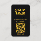 QR Code Business Logo | Zwart Goud Modern Visitekaartje (Voorkant)