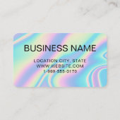 QR Code Business Logo | Zwart holografisch modern Visitekaartje (Achterkant)