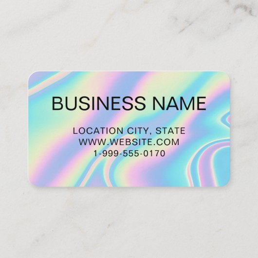 QR Code Business Logo | Zwart holografisch modern Visitekaartje (Achterkant)