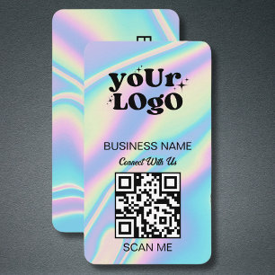 QR Code Business Logo   Zwart holografisch modern Visitekaartje