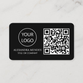 QR Code Business Logo, Zwart Modern Professional Visitekaartje