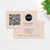 QR Code Business Logo Zwart Modern Visitekaartje (Bureau)