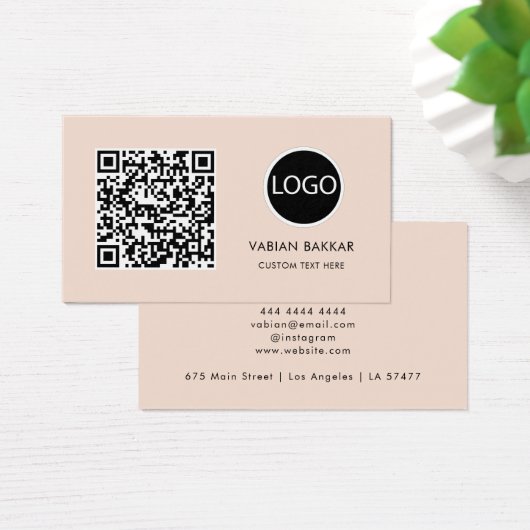 QR Code Business Logo Zwart Modern Visitekaartje (Bureau)