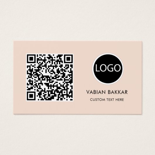 QR Code Business Logo Zwart Modern Visitekaartje (Voorkant)