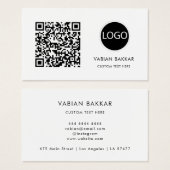 QR Code Business Logo Zwart Modern visitekaartje (Voorkant /achterkant)