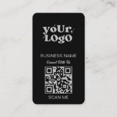 QR Code Business Logo | Zwart Zilver Modern Visitekaartje (Voorkant)