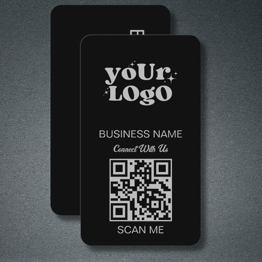 QR Code Business Logo | Zwart Zilver Modern Visitekaartje