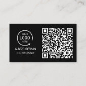 QR Code Business Logo | Zwarte moderne professiona Contactkaartje (Voorkant)