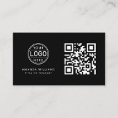 QR Code Business Logo | Zwarte moderne professiona Visitekaartje (Voorkant)