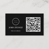 QR Code Business Logo | Zwarte moderne professiona Visitekaartje (Voorkant)