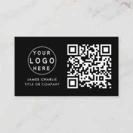 QR Code Business Logo | Zwarte moderne professiona Visitekaartje