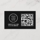 QR Code Business Logo | Zwarte moderne professiona Visitekaartje (Voorkant)