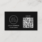 QR Code Business Logo | Zwarte moderne professiona Visitekaartje (Voorkant)