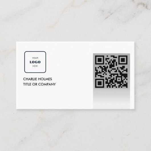QR Code Business Logo | Zwarte moderne professiona Visitekaartje (Voorkant)