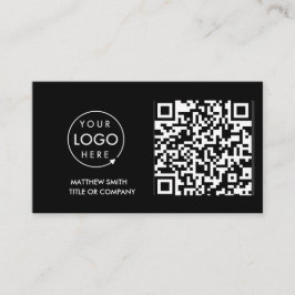 QR Code Business Logo | Zwarte moderne professiona Visitekaartje