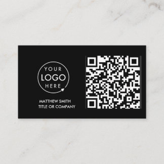 QR Code Business Logo | Zwarte moderne professiona Visitekaartje