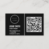 QR Code Business Logo | Zwarte moderne professiona Visitekaartje (Voorkant)