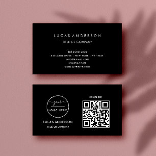 QR Code Business Logo   Zwarte moderne professiona Visitekaartje