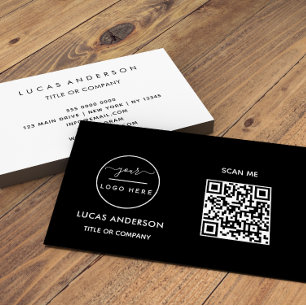 QR Code Business Logo Zwarte moderne professiona Visitekaartje