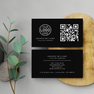 QR Code Business Logo   Zwarte moderne professiona Visitekaartje