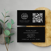 QR Code Business Logo | Zwarte moderne professiona Visitekaartje