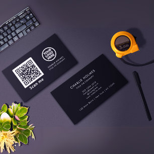 QR Code Business Logo Zwarte moderne professiona Visitekaartje