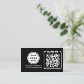 QR Code Business Logo | Zwarte moderne professiona Visitekaartje (Staand voorkant)