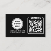 QR Code Business Logo | Zwarte moderne professiona Visitekaartje (Voorkant)