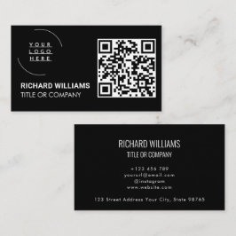 QR Code Business Logo | Zwarte moderne professiona Visitekaartje
