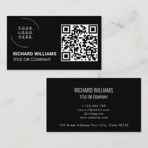 QR Code Business Logo Zwarte moderne professiona Visitekaartje