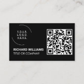 QR Code Business Logo | Zwarte moderne professiona Visitekaartje (Voorkant)
