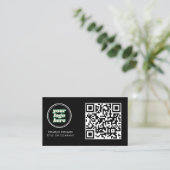 QR Code Business Logo | Zwarte moderne professiona Visitekaartje (Staand voorkant)
