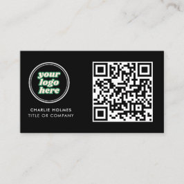 QR Code Business Logo | Zwarte moderne professiona Visitekaartje