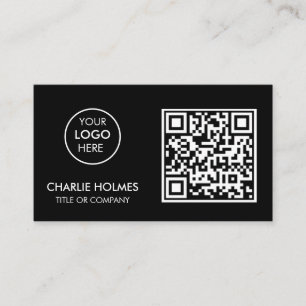 QR Code Business Logo   Zwarte moderne professiona Visitekaartje