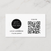QR Code Business Logo | Zwarte moderne professiona Visitekaartje (Voorkant)