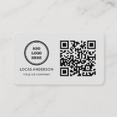 QR Code Business Logo | Zwarte moderne professiona Visitekaartje (Voorkant)