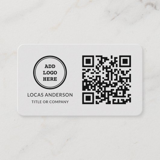 QR Code Business Logo | Zwarte moderne professiona Visitekaartje (Voorkant)