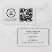 QR Code Business Logo | Zwarte moderne professiona Visitekaartje (Voorkant / Achterkant)