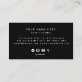 QR Code Business Logo | Zwarte moderne professiona Visitekaartje (Achterkant)