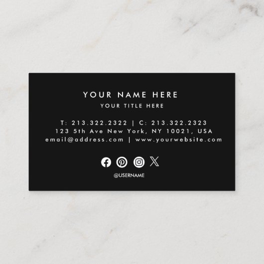 QR Code Business Logo | Zwarte moderne professiona Visitekaartje (Achterkant)