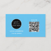 QR Code Business Logo | Zwarte moderne professiona Visitekaartje (Voorkant)