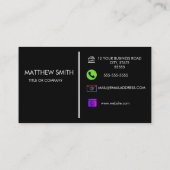 QR Code Business Logo | Zwarte moderne professiona Visitekaartje (Achterkant)