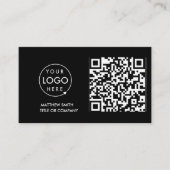 QR Code Business Logo | Zwarte moderne professiona Visitekaartje (Voorkant)